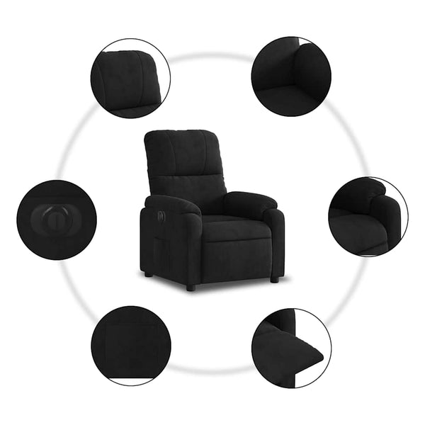 Elektrischer Relaxsessel Schwarz Mikrofaser