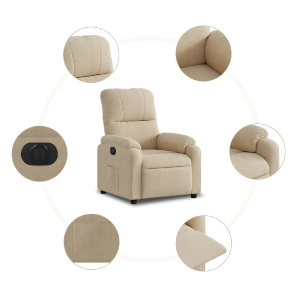 Elektrischer Relaxsessel Creme Mikrofaser