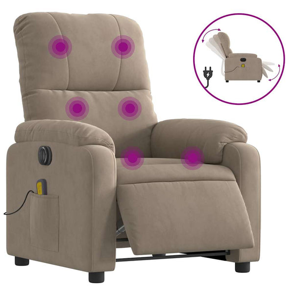 Elektrischer Massagesessel Taupe Mikrofaser