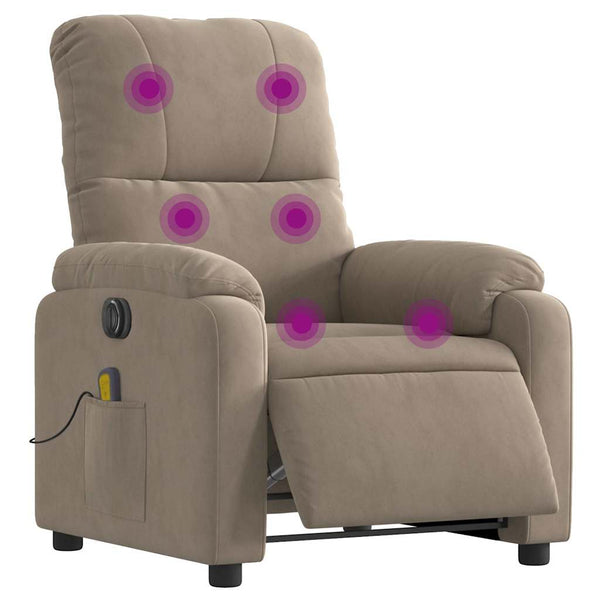 Elektrischer Massagesessel Taupe Mikrofaser
