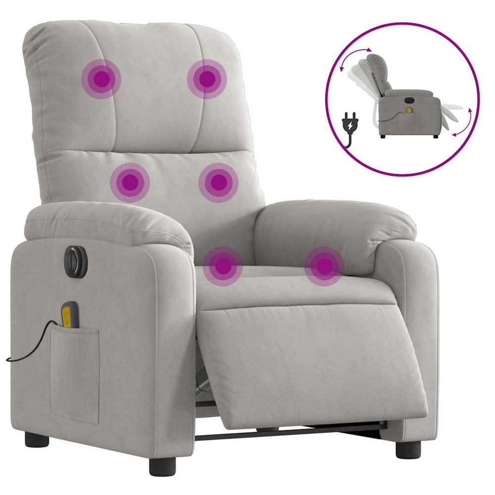 Elektrischer Massagesessel Hellgrau Mikrofaser