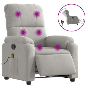 Elektrischer Massagesessel Hellgrau Mikrofaser