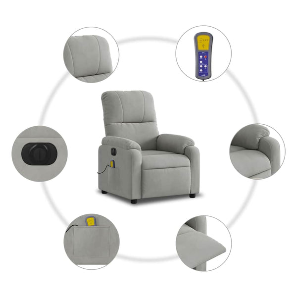 Elektrischer Massagesessel Hellgrau Mikrofaser
