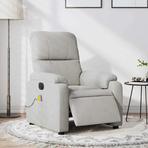 Elektrischer Massagesessel Hellgrau Mikrofaser