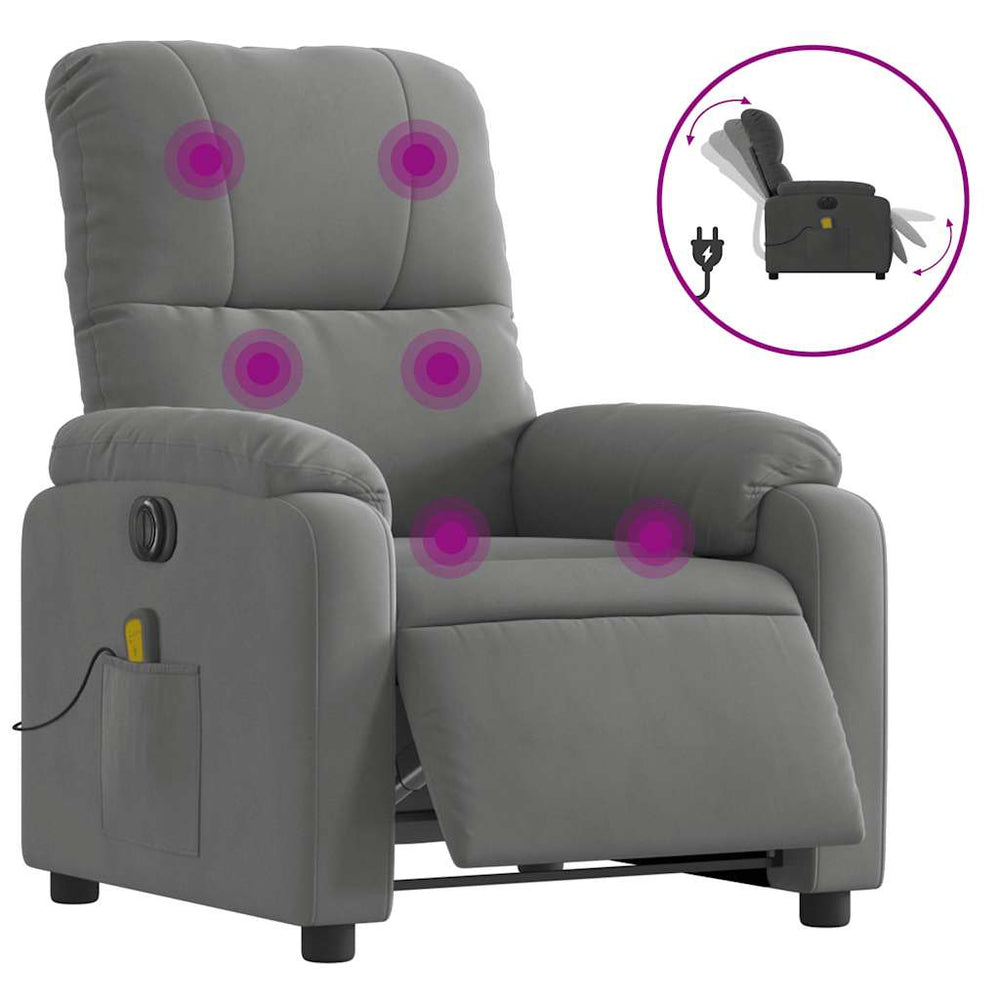 Elektrischer Massagesessel Dunkelgrau Mikrofaser