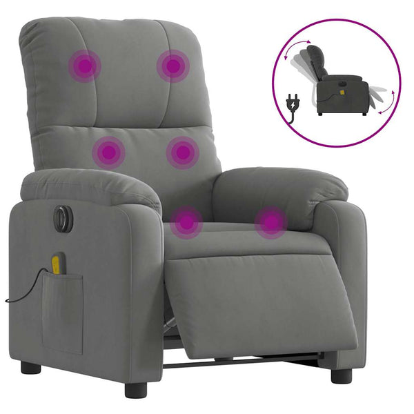 Elektrischer Massagesessel Dunkelgrau Mikrofaser