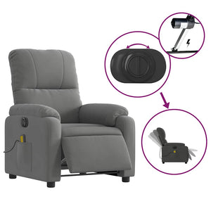 Elektrischer Massagesessel Dunkelgrau Mikrofaser