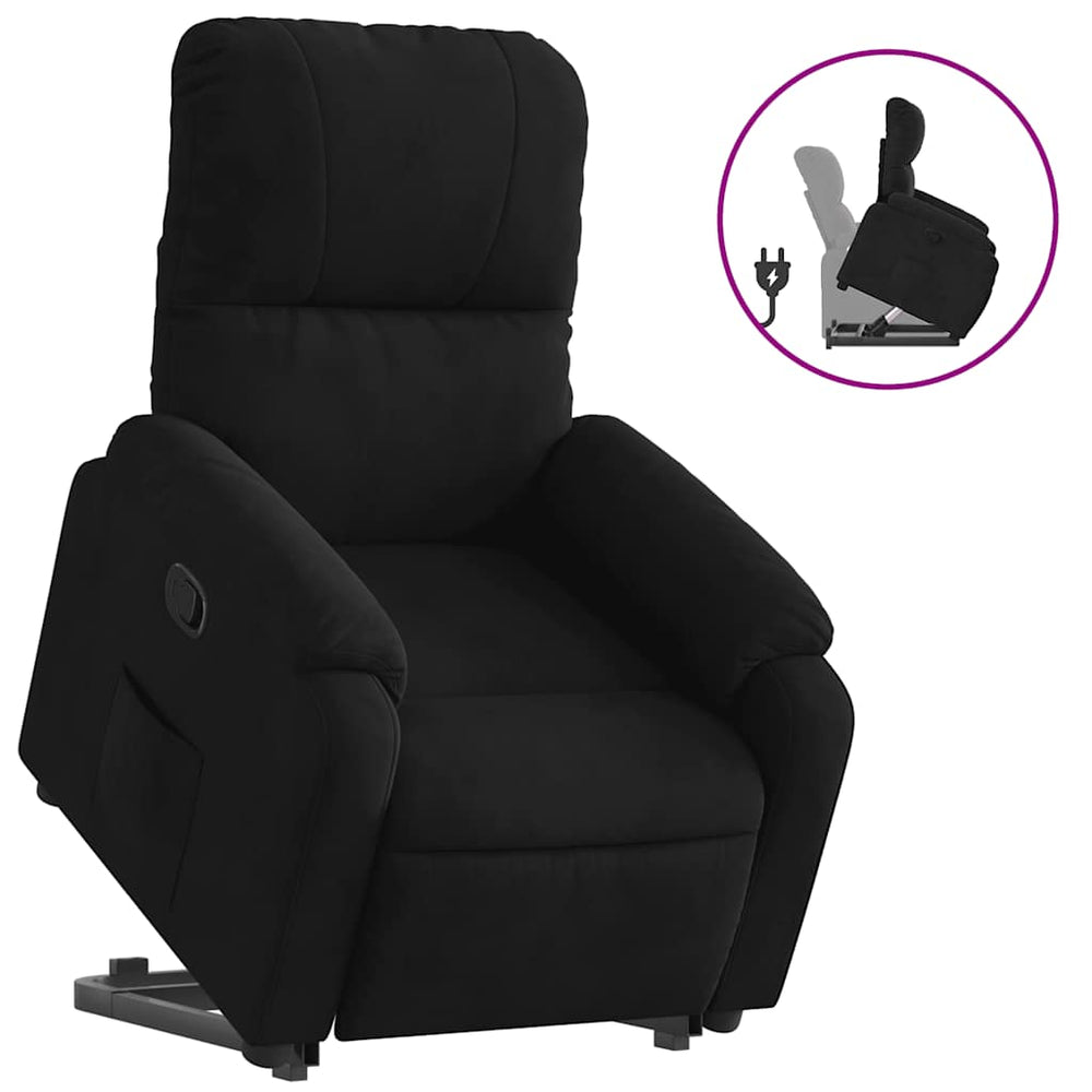 Relaxsessel mit Aufstehhilfe Schwarz Mikrofaser
