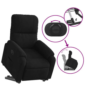 Relaxsessel mit Aufstehhilfe Schwarz Mikrofaser