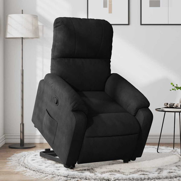 Relaxsessel mit Aufstehhilfe Schwarz Mikrofaser