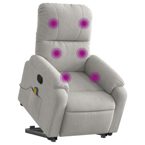 vidaXL Massage Recliner with Lift Function Light Gray Microfiber Fabric