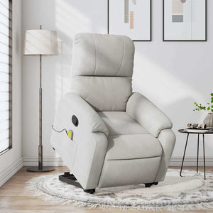 vidaXL Massage Recliner with Lift Function Light Gray Microfiber Fabric