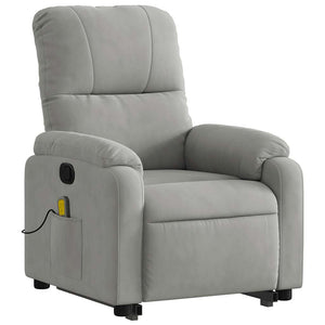 vidaXL Massage Recliner with Lift Function Light Gray Microfiber Fabric