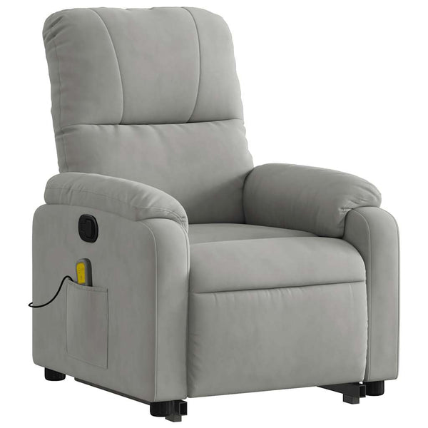 vidaXL Massage Recliner with Lift Function Light Gray Microfiber Fabric