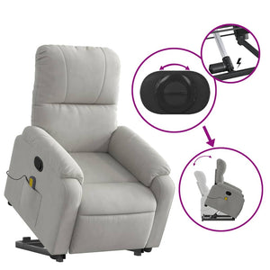 vidaXL Massage Recliner with Lift Function Light Gray Microfiber Fabric