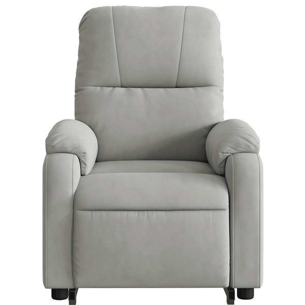 vidaXL Massage Recliner with Lift Function Light Gray Microfiber Fabric