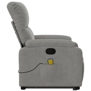 vidaXL Massage Recliner with Lift Function Light Gray Microfiber Fabric