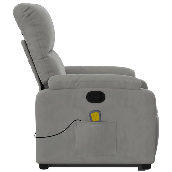 vidaXL Massage Recliner with Lift Function Light Gray Microfiber Fabric
