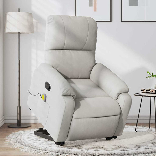 vidaXL Massage Recliner with Lift Function Light Gray Microfiber Fabric