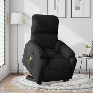 Massagesessel mit Aufstehhilfe Schwarz Mikrofaser