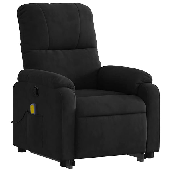 Massagesessel mit Aufstehhilfe Schwarz Mikrofaser