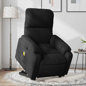 Massagesessel mit Aufstehhilfe Schwarz Mikrofaser