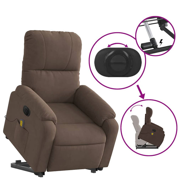 Elektrischer Massagesessel mit Aufstehhilfe Braun