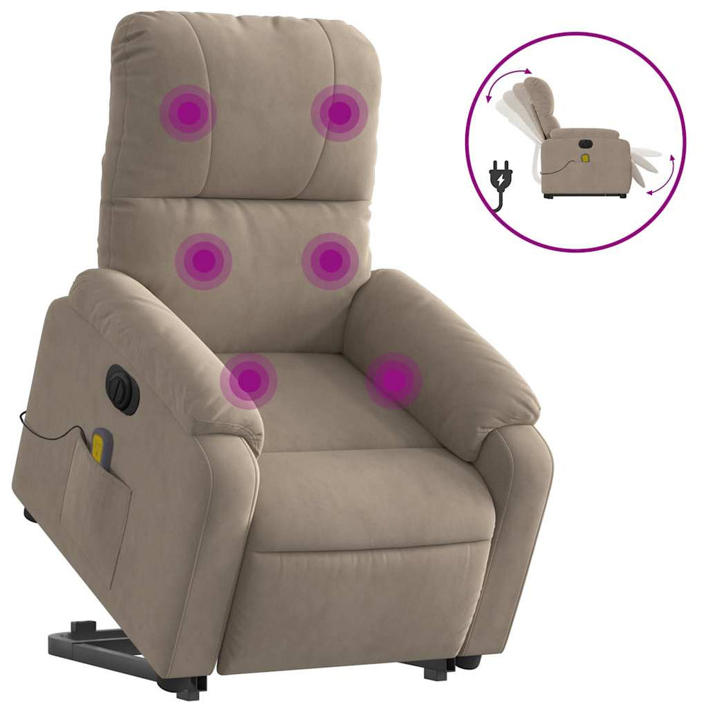 Elektrischer Massagesessel mit Aufstehhilfe Taupe