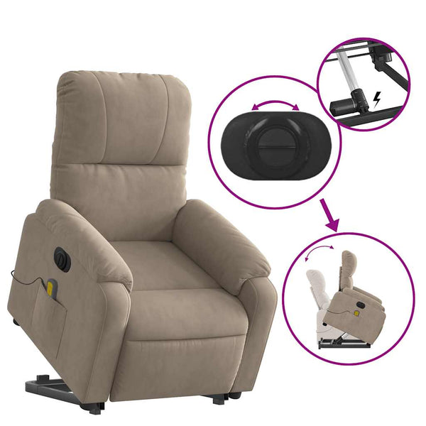 Elektrischer Massagesessel mit Aufstehhilfe Taupe