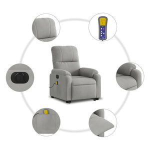Elektrischer Massagesessel mit Aufstehhilfe Hellgrau