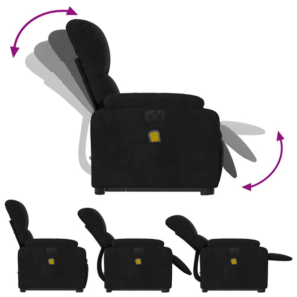 Elektrischer Massagesessel mit Aufstehhilfe, Schwarz