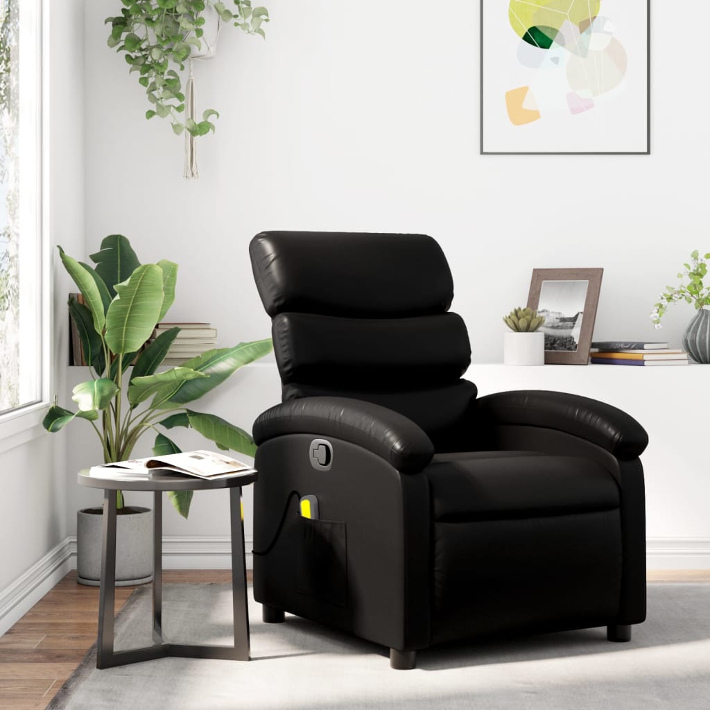 Massage Relaxsessel Kunstleder Schwarz