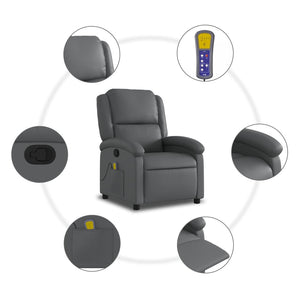vidaXL Fauteuil de massage Relax gris Similicuir