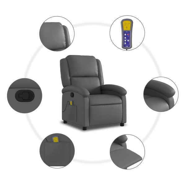 vidaXL Fauteuil de massage Relax gris Similicuir