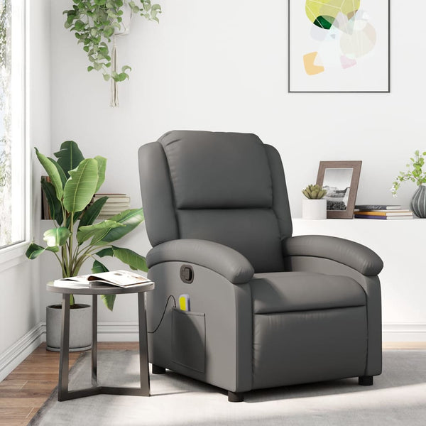 vidaXL Fauteuil de massage Relax gris Similicuir