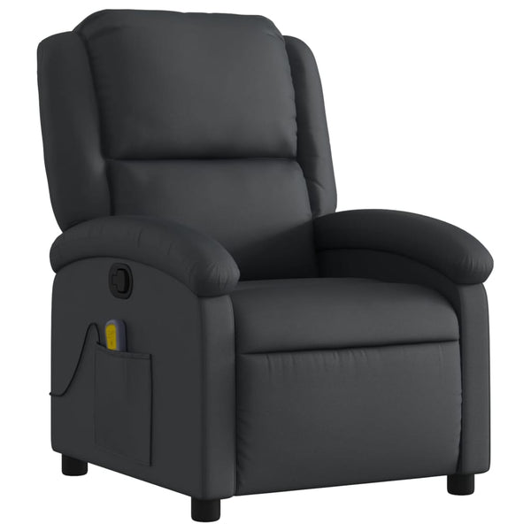 vidaXL Fauteuil de massage relaxant en cuir véritable noir