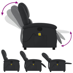 vidaXL Fauteuil de massage relaxant en cuir véritable noir