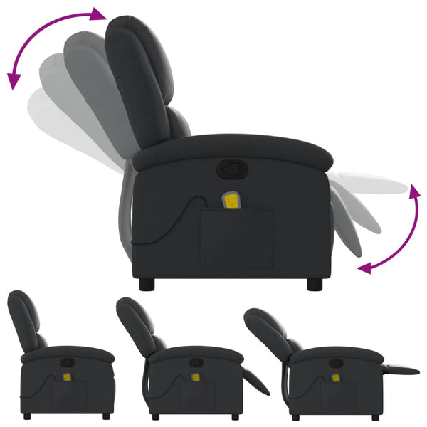 vidaXL Fauteuil de massage relaxant en cuir véritable noir