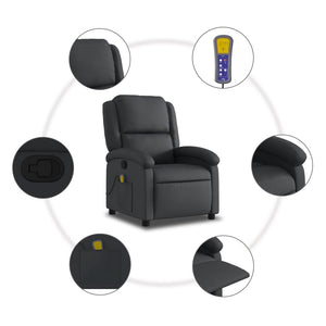 vidaXL Fauteuil de massage relaxant en cuir véritable noir