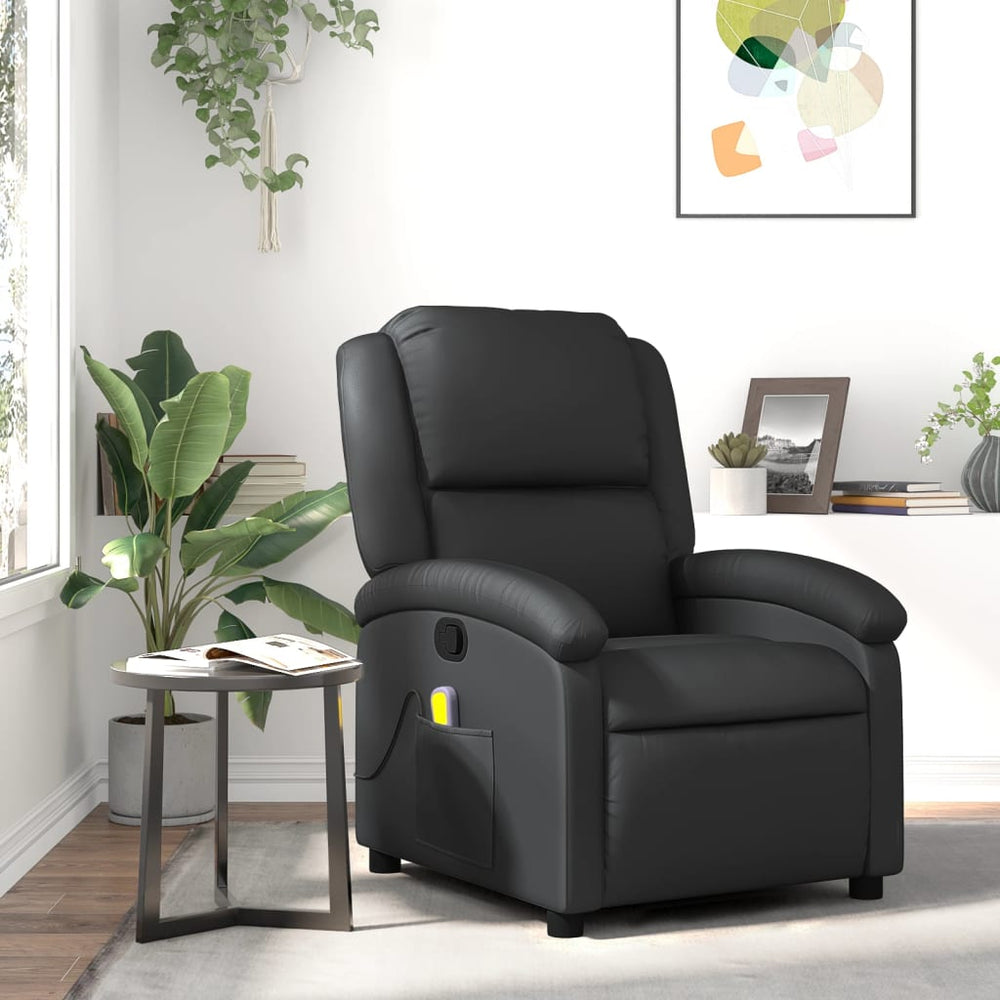 Echtleder Massagesessel Relaxsessel Schwarz