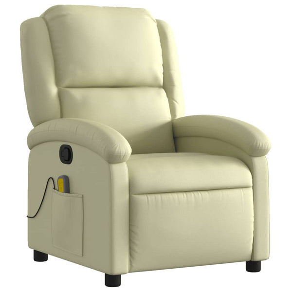 Echtleder Massagesessel Creme Relaxsessel