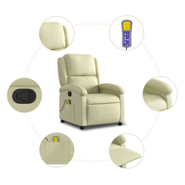 Echtleder Massagesessel Creme Relaxsessel