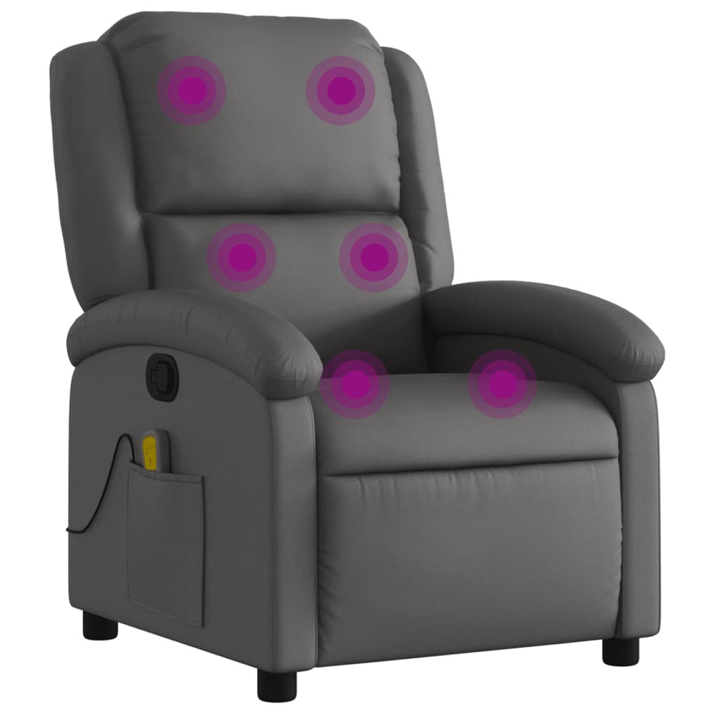 Massagesessel Echtleder Grau Relaxsessel