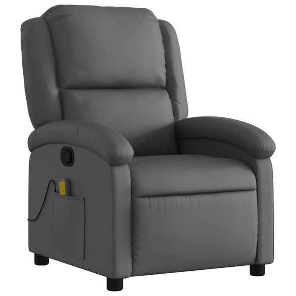 Massagesessel Echtleder Grau Relaxsessel