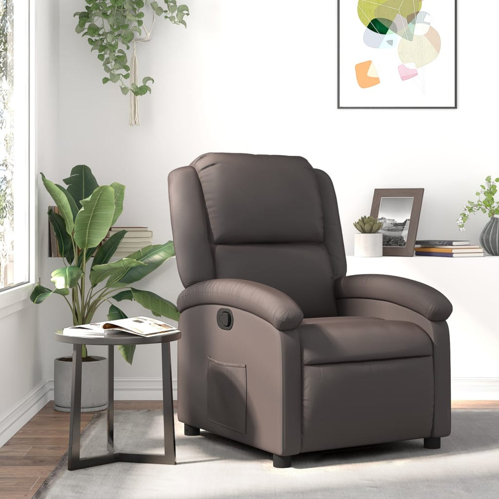 Dunkelbrauner Echtleder Relaxsessel