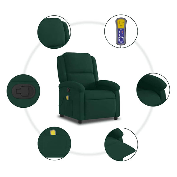 Massage Relaxsessel Dunkelgrün Samt