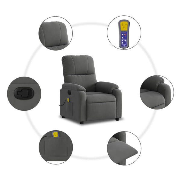 Massage Relaxsessel Dunkelgrau Mikrofaser