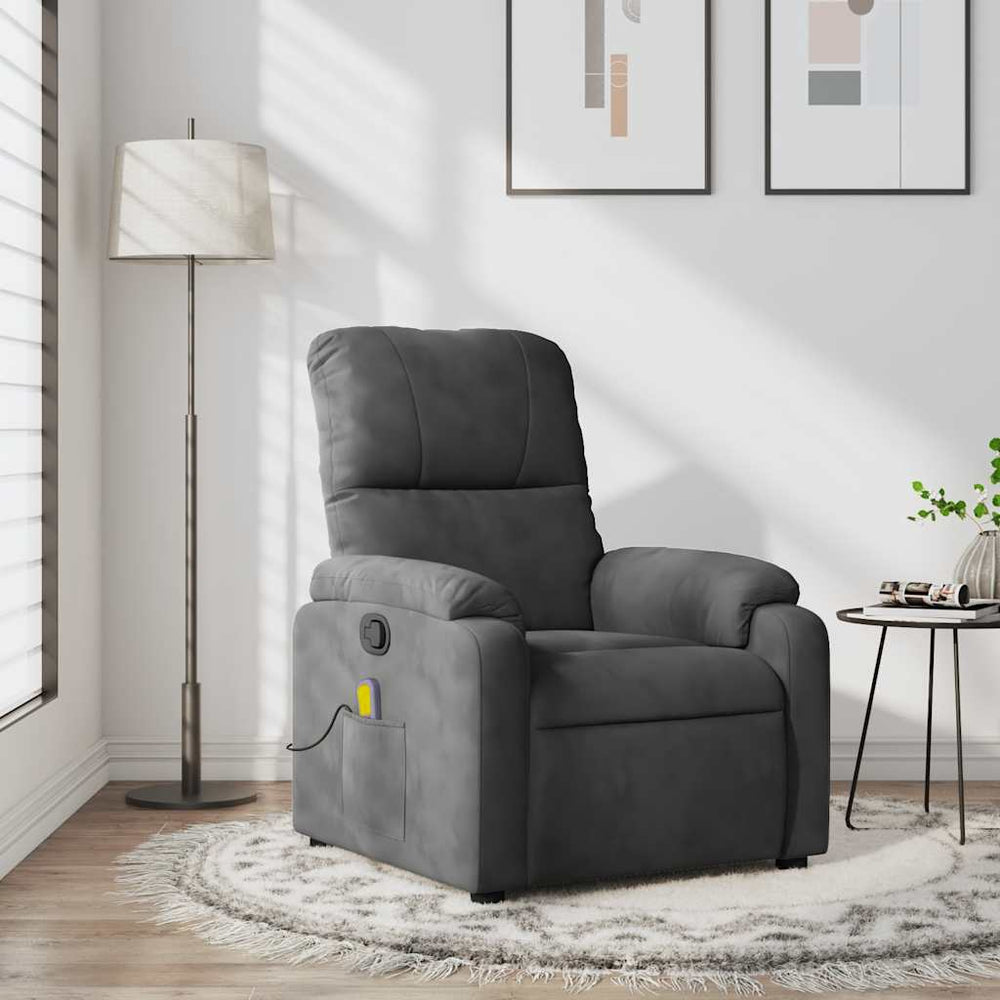 Massage Relaxsessel Dunkelgrau Mikrofaser