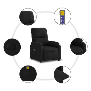 Massage-Relaxsessel Schwarzer Mikrofaser