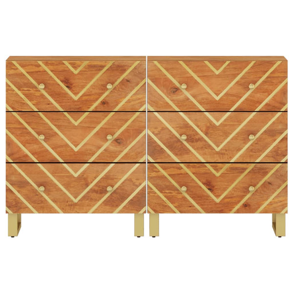 vidaXL Armoires d'appoint 2 pcs Marron et Noir 60x33,5x75 cm Bois de manguier